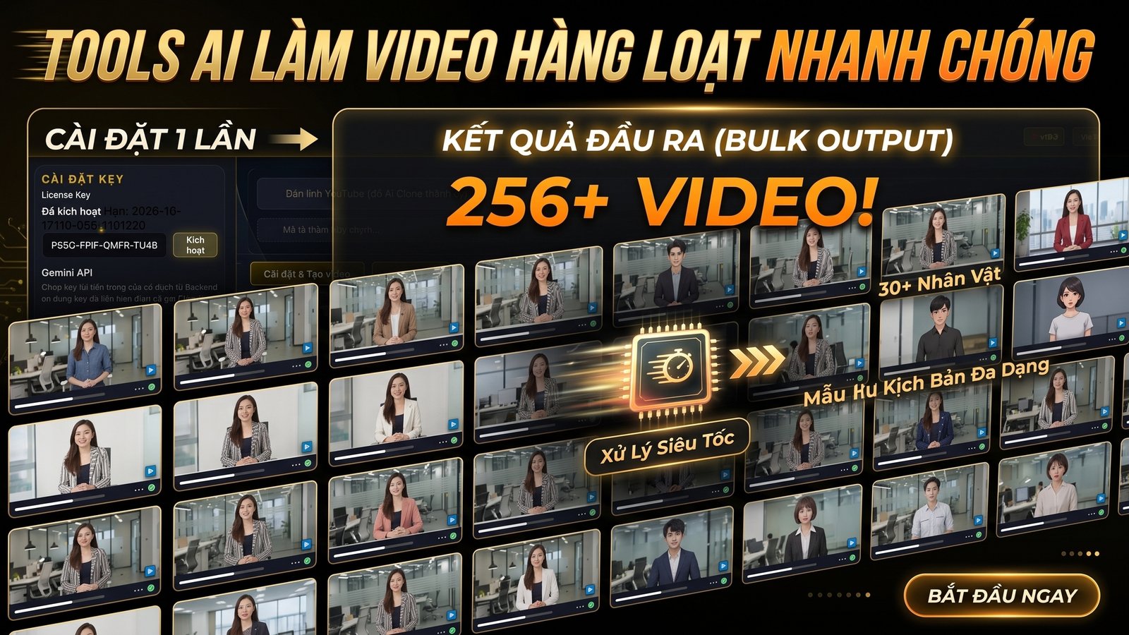 Công cụ AI làm video và ghép video hàng loạt AI Auto Generate
