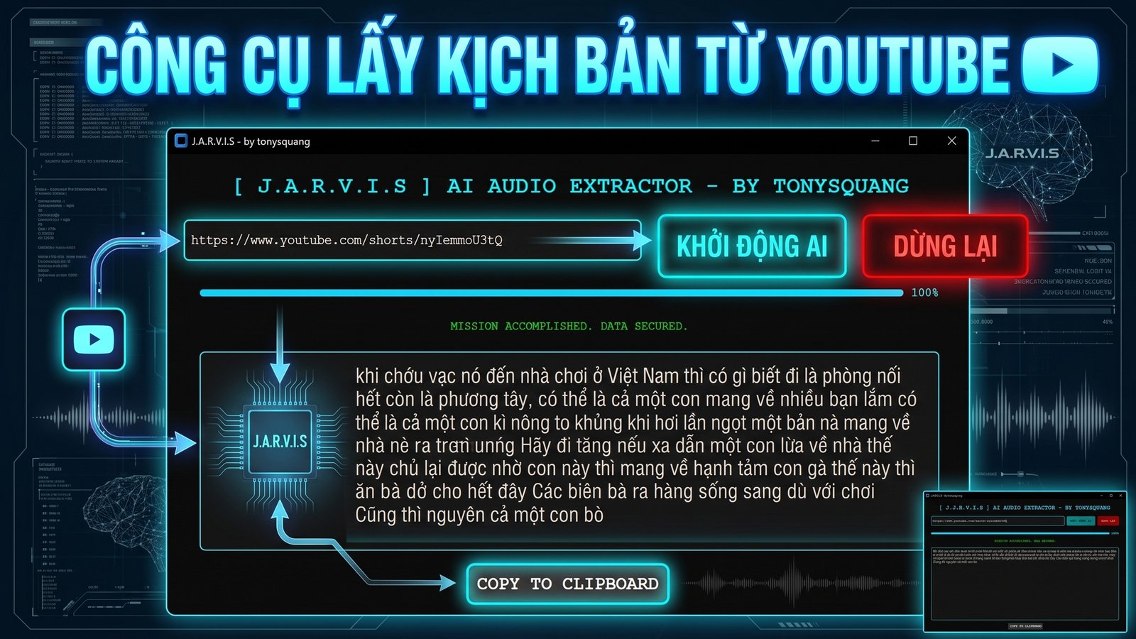 Công cụ lấy kịch bản từ link youtube